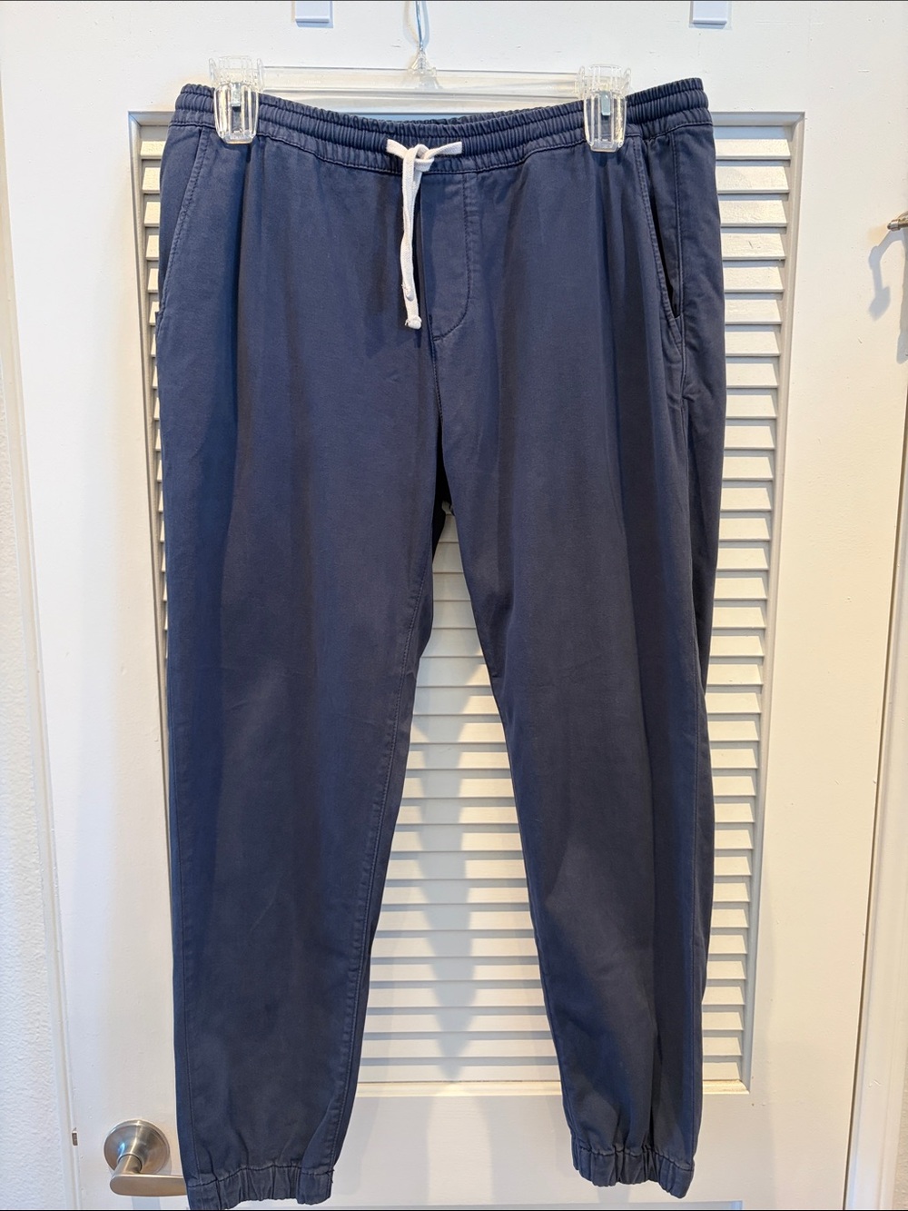 Mens Marine Layer Navy Drawstring Joggers with Elastic Cuffs